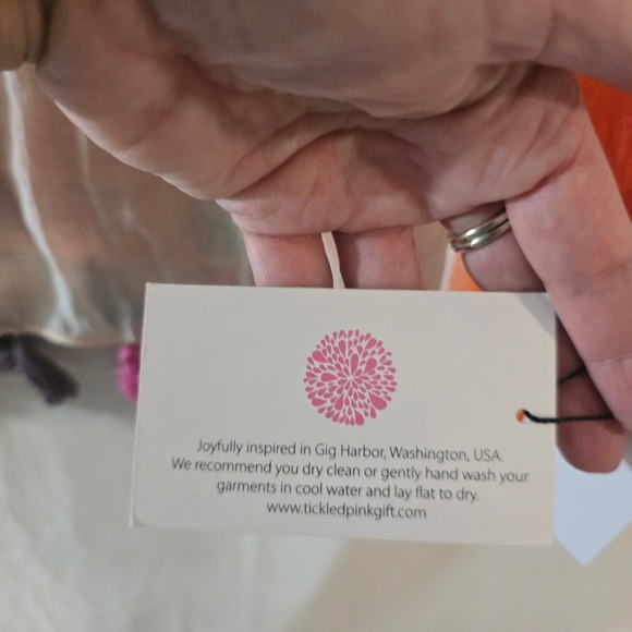 Tickled Pink Cotton Ombre Scarf Shawl Orange Pink Tassels - Picture 2 of 7